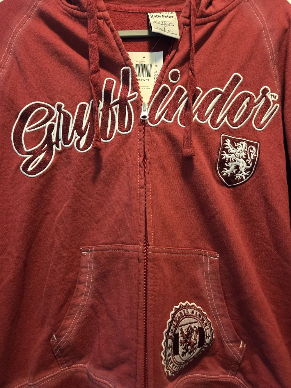 NWT BoxLunch Harry Potter Gryffindor Varsity Zip Hoodie Size Small